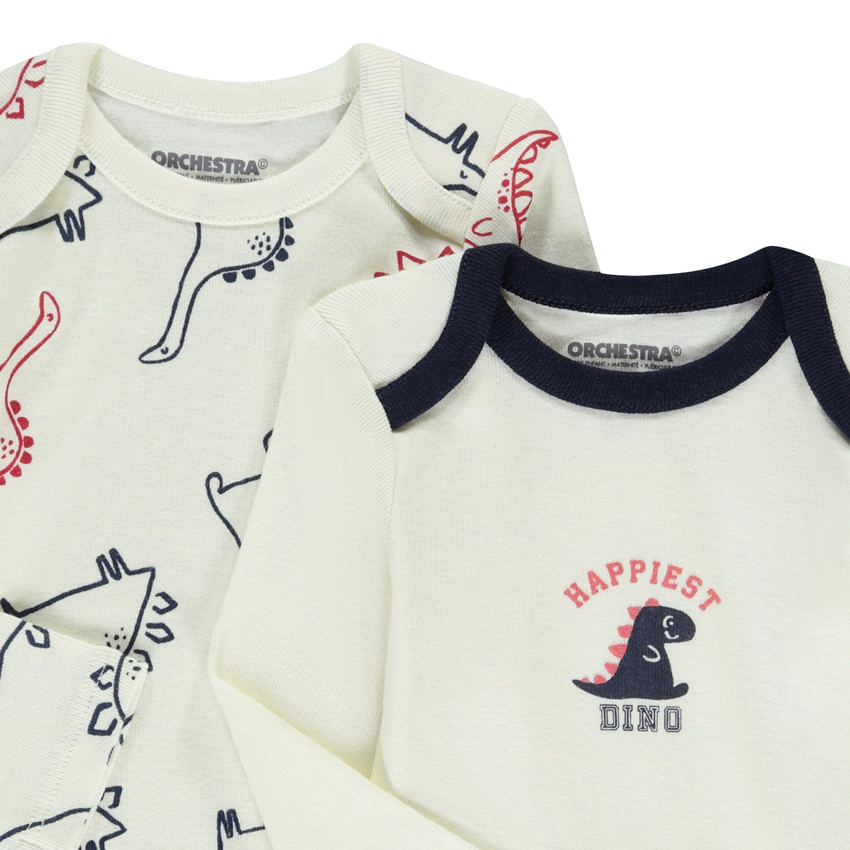 Lot de 5 bodies manches longues motifs dinos pour bébé garçon 