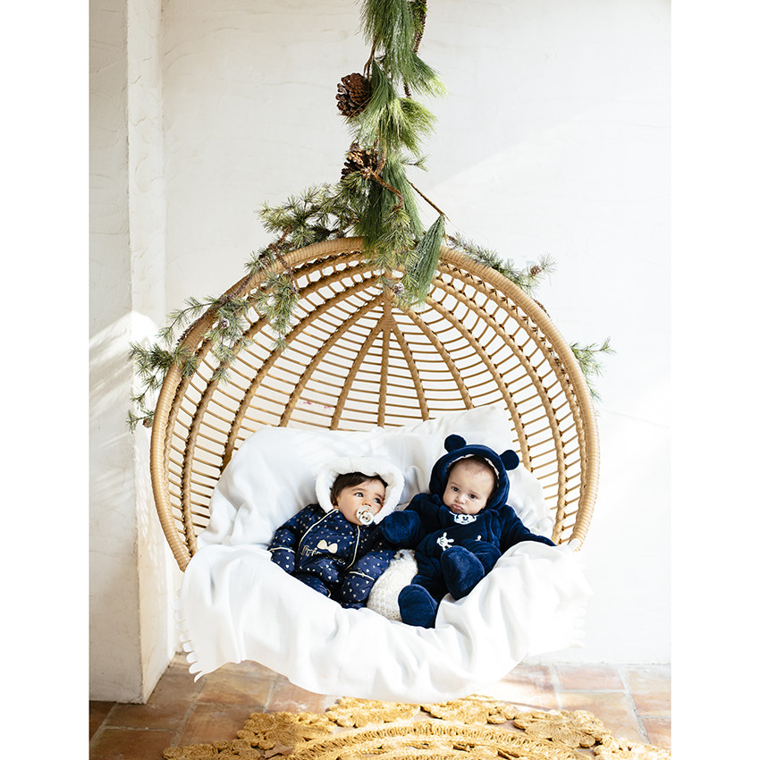 Combi-pilote imprimée coeurs doublée sherpa pour bébé fille 