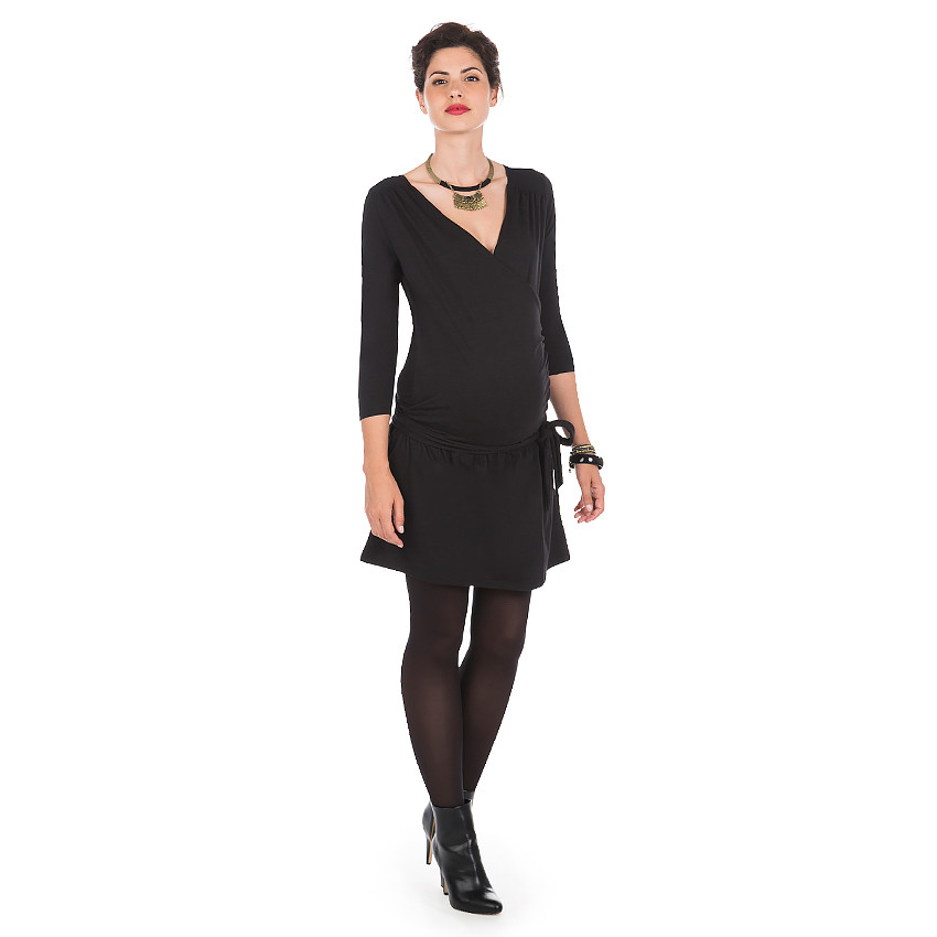 Robe de grossesse et d'allaitement unie manches 3/4 