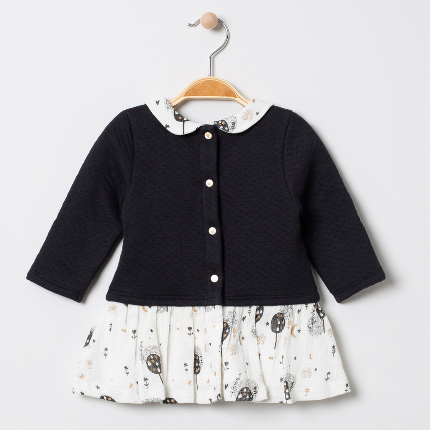 Robe manches longues effet 2 en 1 à motif floral et paillettes 