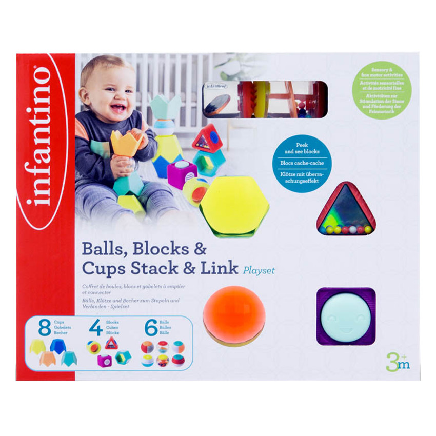 Coffret d’éléments à empiler Balls, Blocks & Cups Stack & Link 
