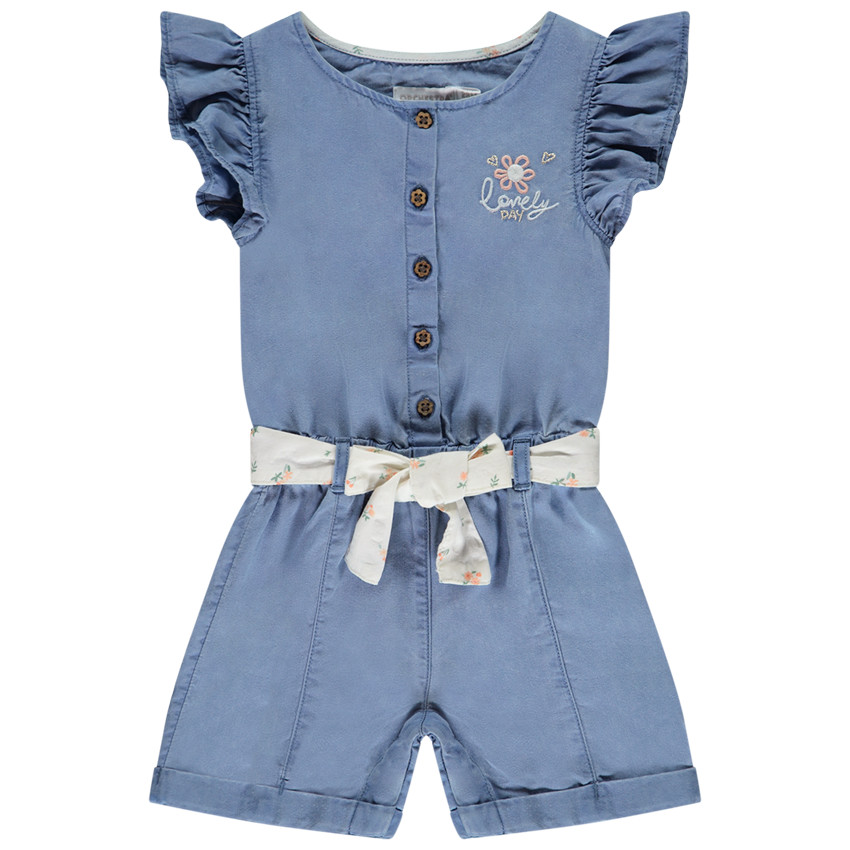 Combi-short  fantaisie avec ceinture pour bébé fille 