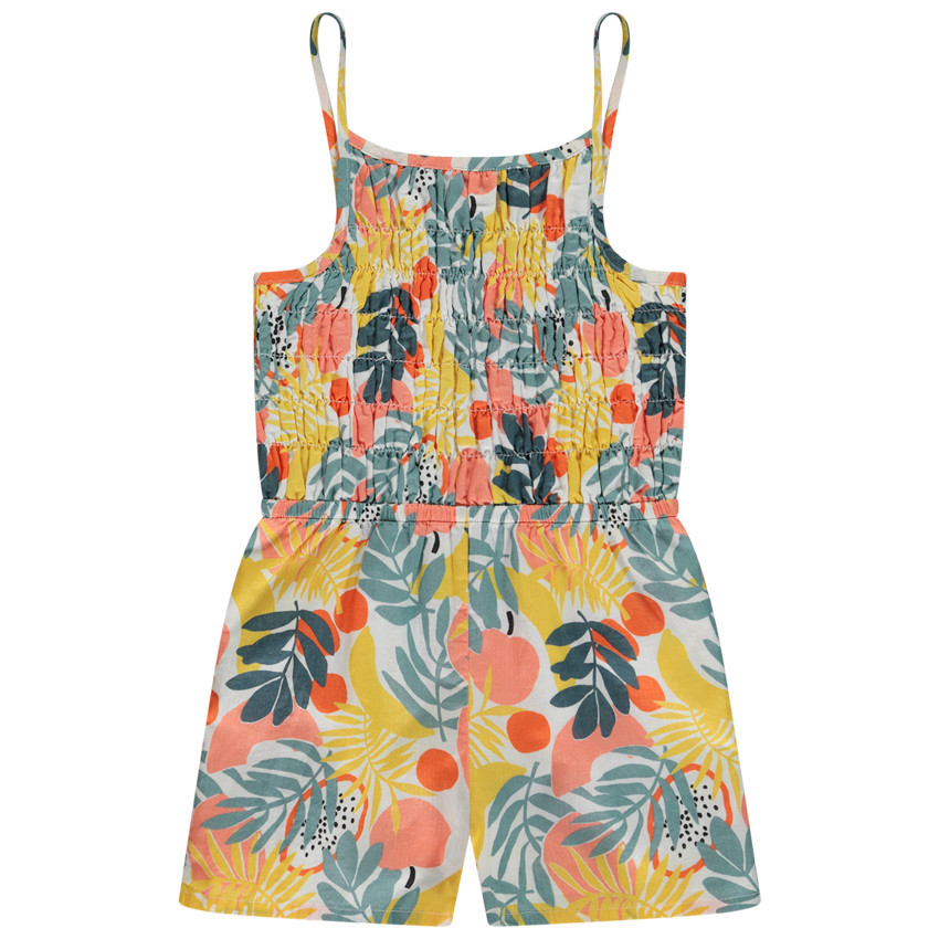 Combishort effet smocké imprimé végétal pour fille 