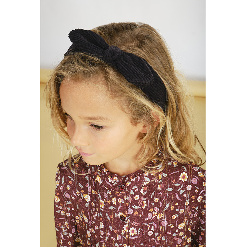 Robe manches longues imprimé fleuri en tissu français pour fille 