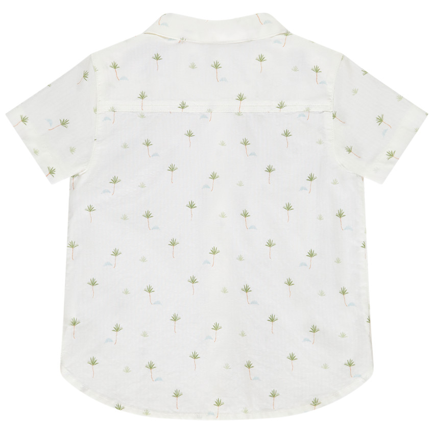 Korte mouwen blouse in voile met print voor baby jongen 