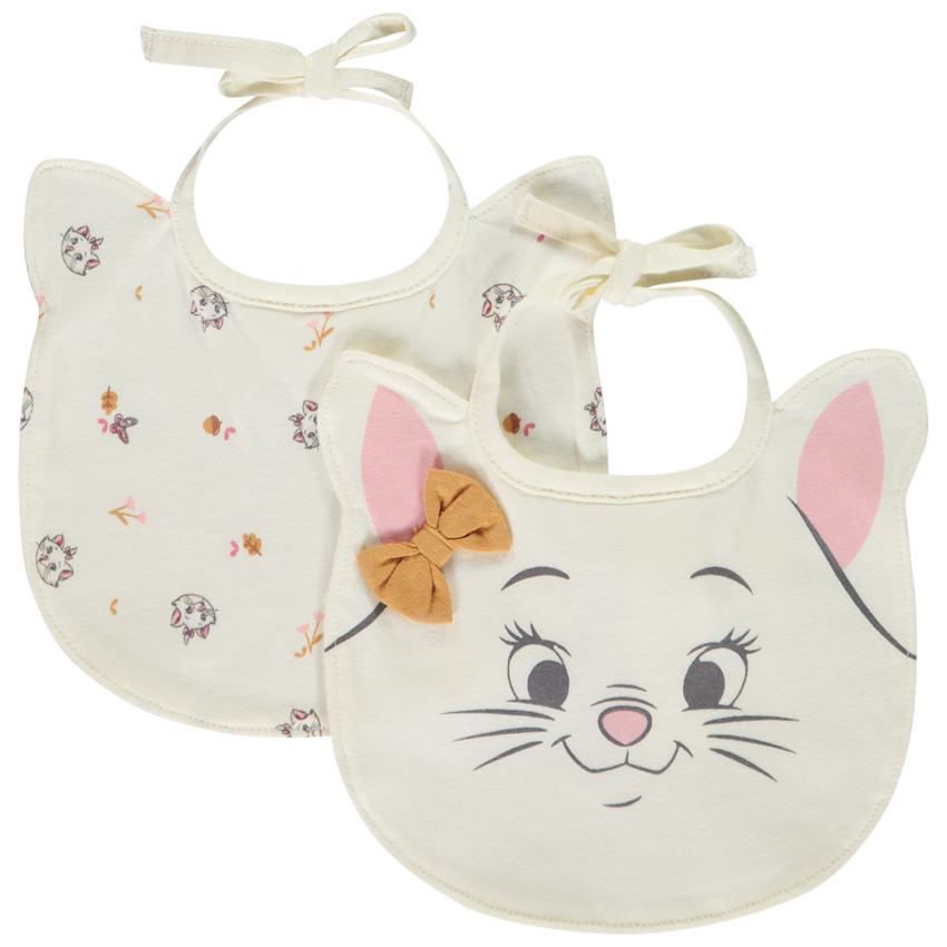Lot de 2 bavoirs ludique Marie des Aristochats Disney pour bébé fille 