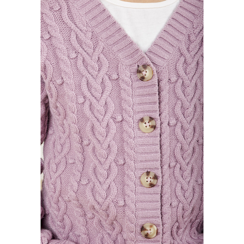 Gilet en tricot avec torsades pour fille 