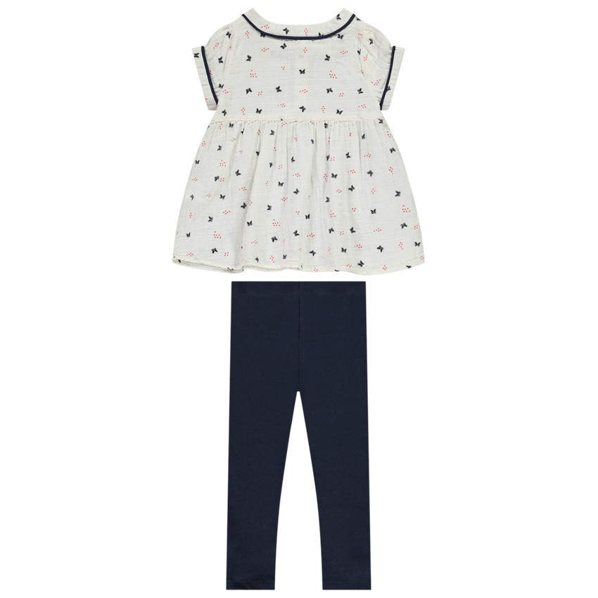 Set van 2 stuks met tuniek met vlinderprint voor baby meisje 