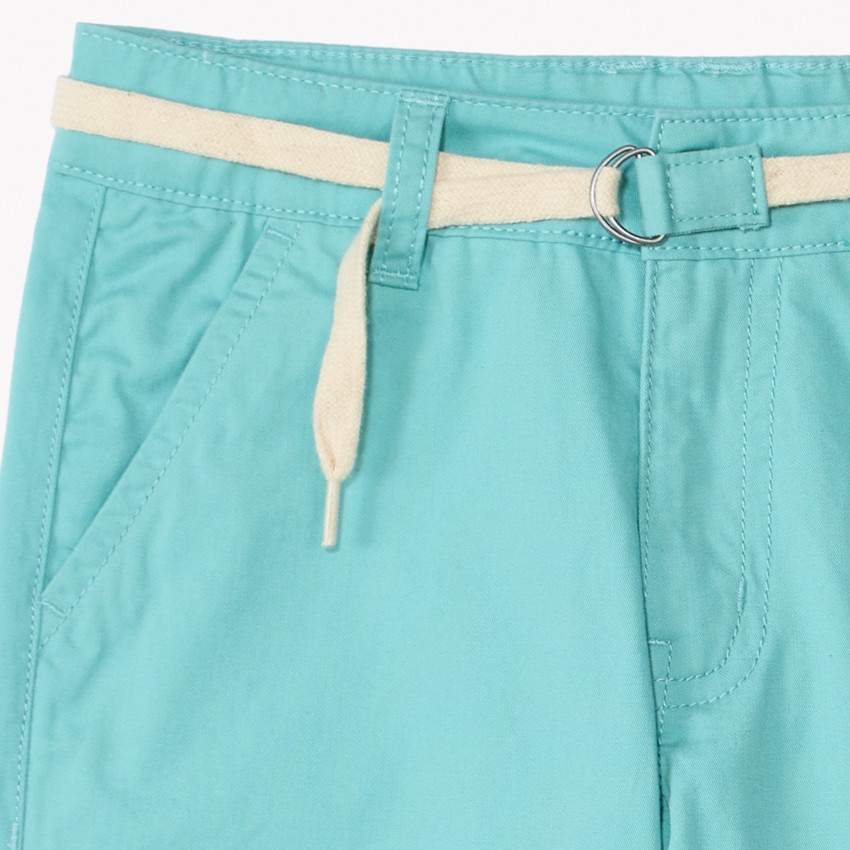 Bermuda uni en toile avec ceinture lacet garçon 