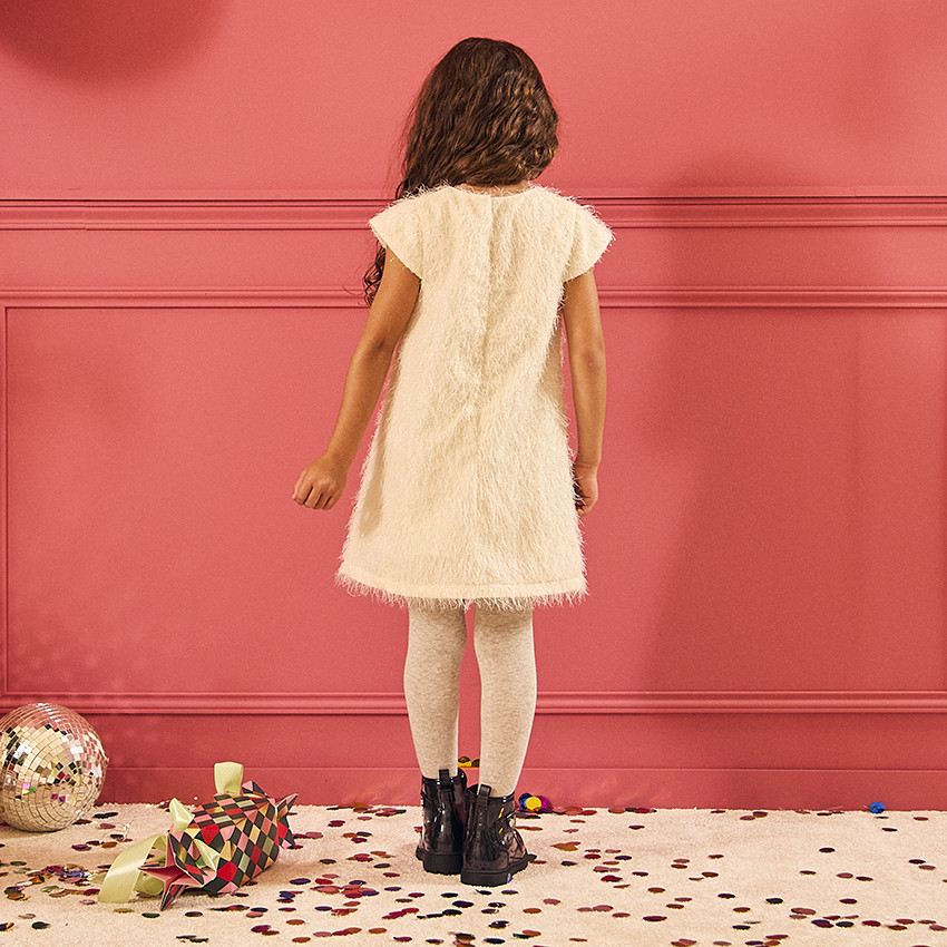 Robe de fête manches courtes à franges pour fille 