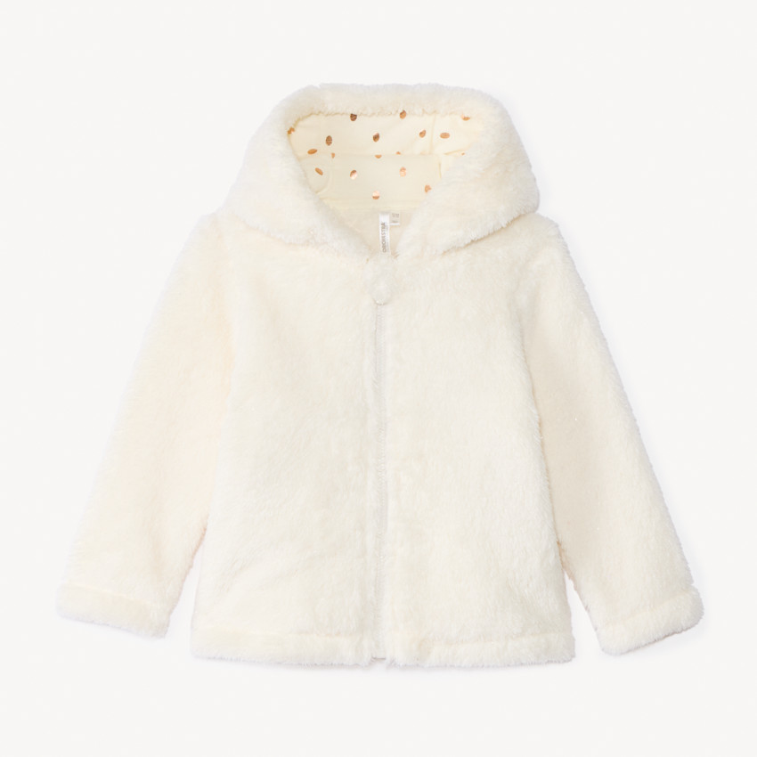Sherpa fleecevest met kap voor babymeisje 