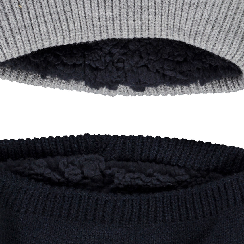 Ensemble bonnet avec pompon et snood bicolore en tricot pour garçon 