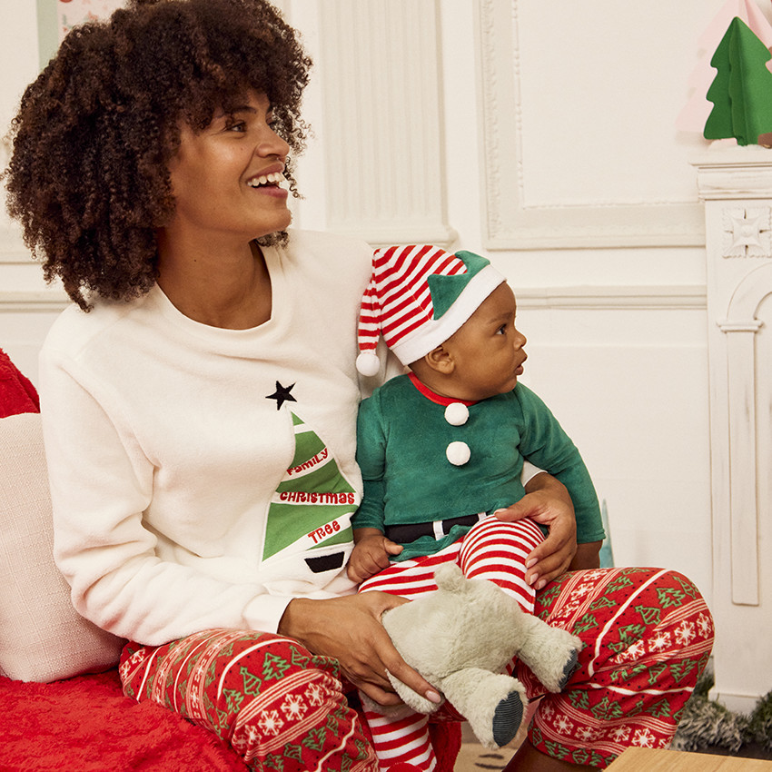 Pyjama de grossesse 2 pièces en sherpa imprimé noël  