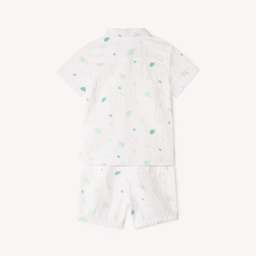 Ensemble 2 pièces chemise + short imprimé tortues pour bébé garçon 