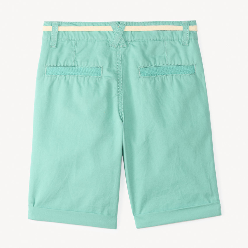 Bermuda uni en toile avec ceinture lacet garçon 