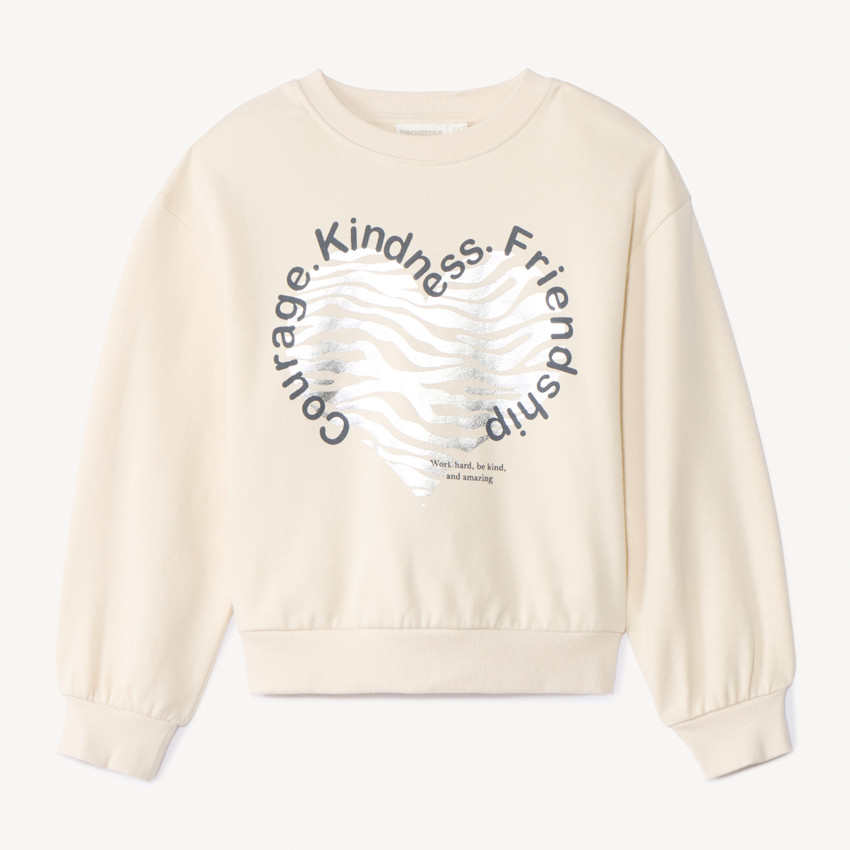 Sweat molleton oversize motif cœur argenté pour fille 