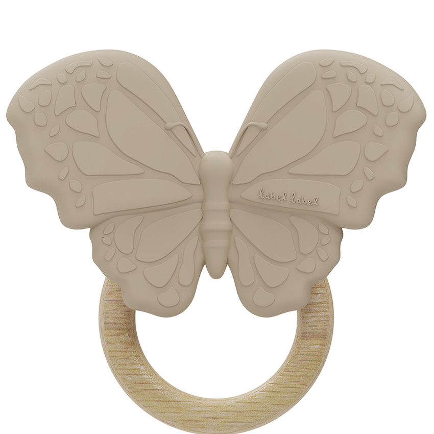 Bijtring silicone Vlinder Nougat 