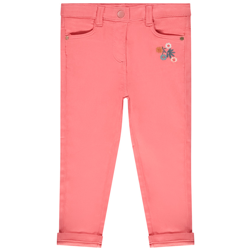Pantalon rose avec broderie fleurie pour bébé fille 