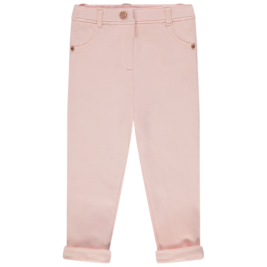 Broek effen met gegraveerde knop 