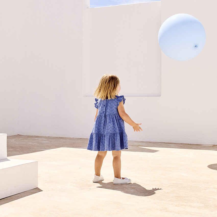 Ensemble 2 pièces uni en broderie anglaise pour bébé fille 