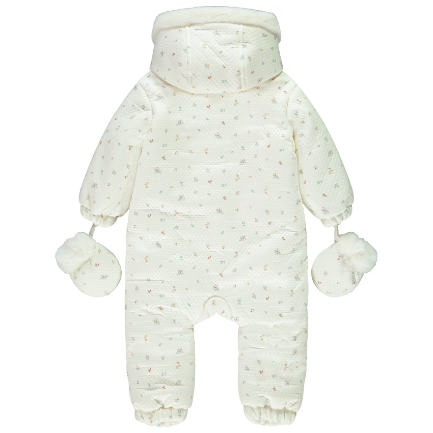 Combi-pilote imprimé fleurs pour bébé fille avec finitions différentes selon l'âge 