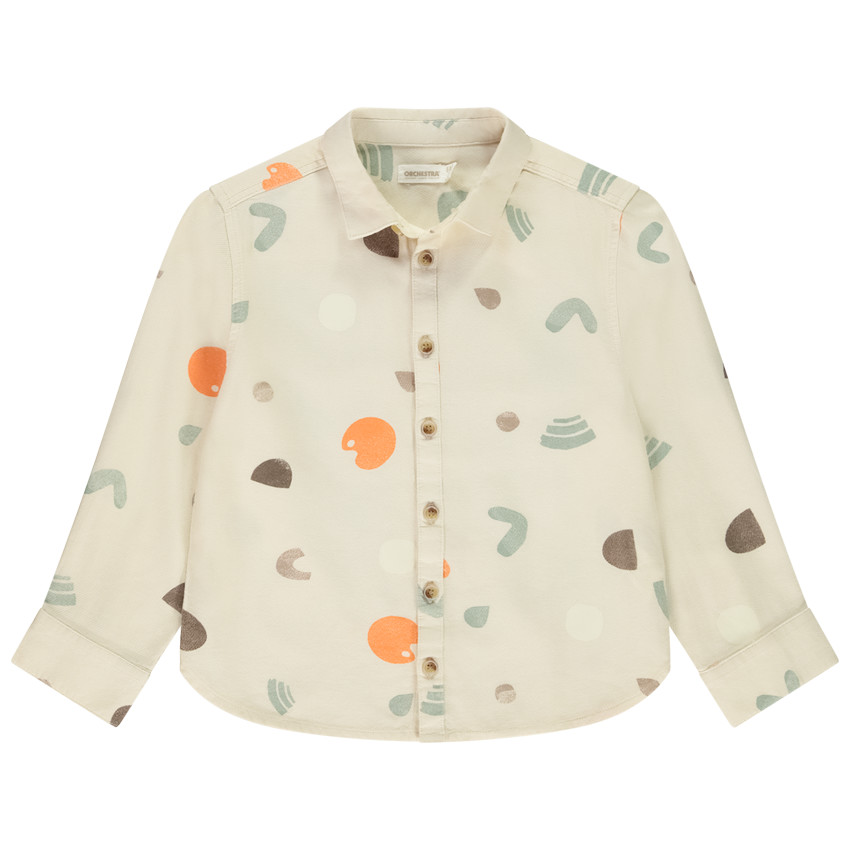 Lange mouwen overhemd van stof met arty print voor jongens 