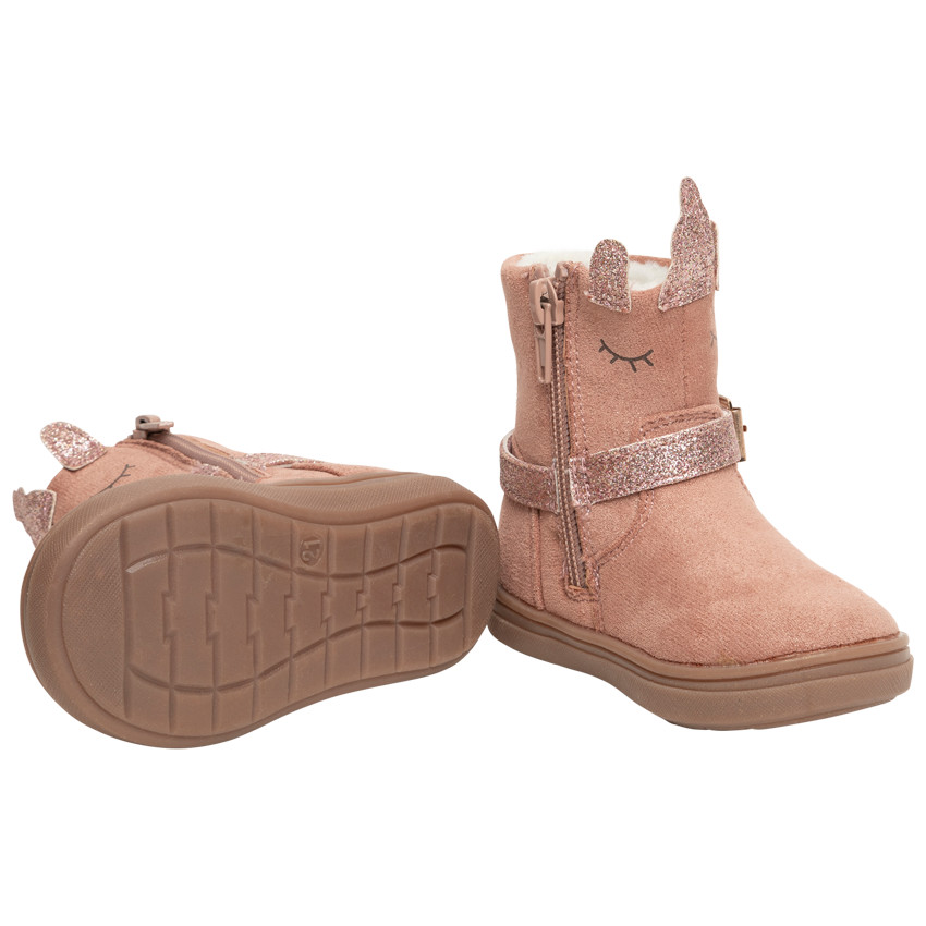 Meisjeslaarzen met regenboogeffect, eenhoornprint en glitterdetails 