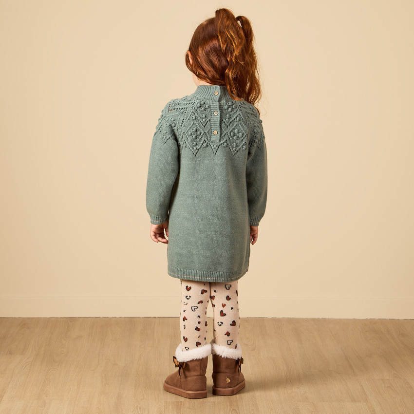 Gebreide jurk met lange mouwen, effen, voor meisjes 