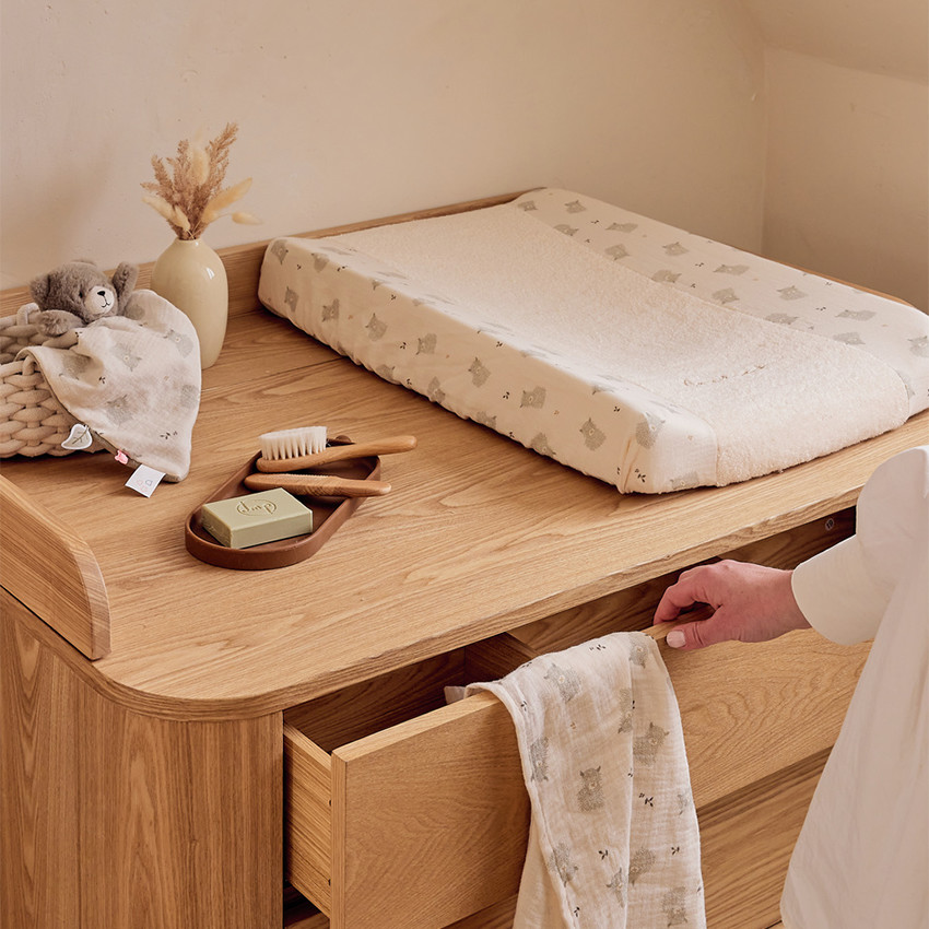 Housse de matelas à langer imprimé Fluffy écru 