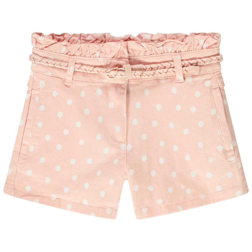 Korte twill short met fantasieprint en gevlochten riem voor meisjes 