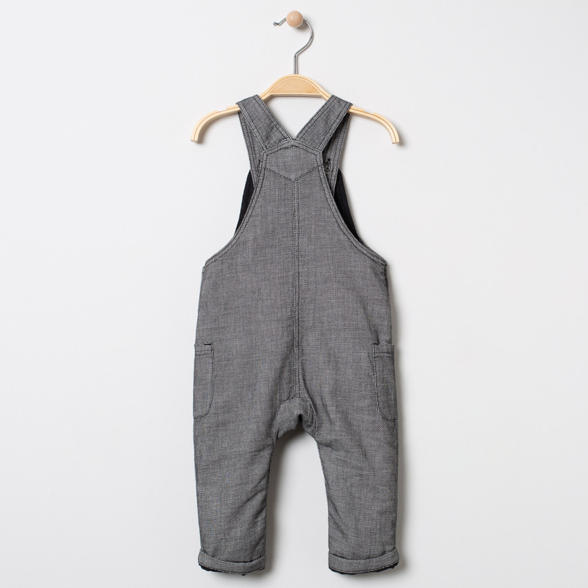 Lange gevoerde salopette met patroon van elanden in de geest van Kerstmis 