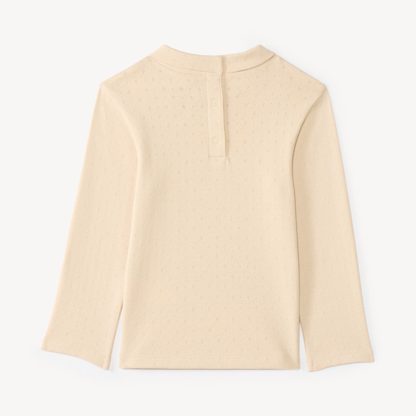 Sous-pull col chemise bébé fille broderie fruit 