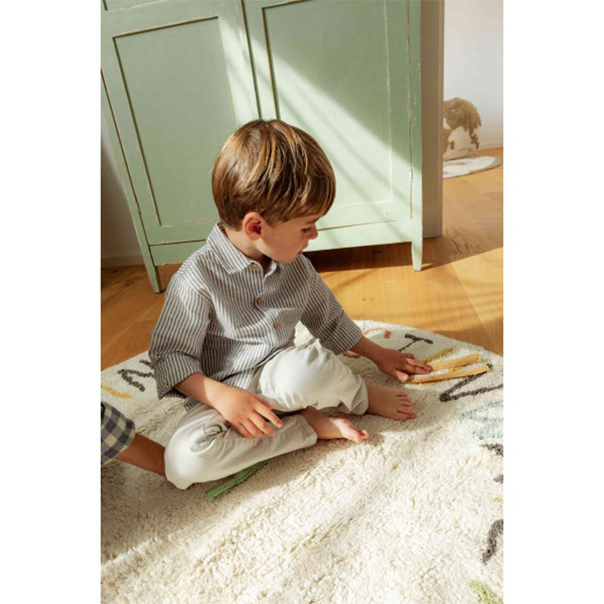 Tapis coton lavable 120x120cm ABC Color And Letters 