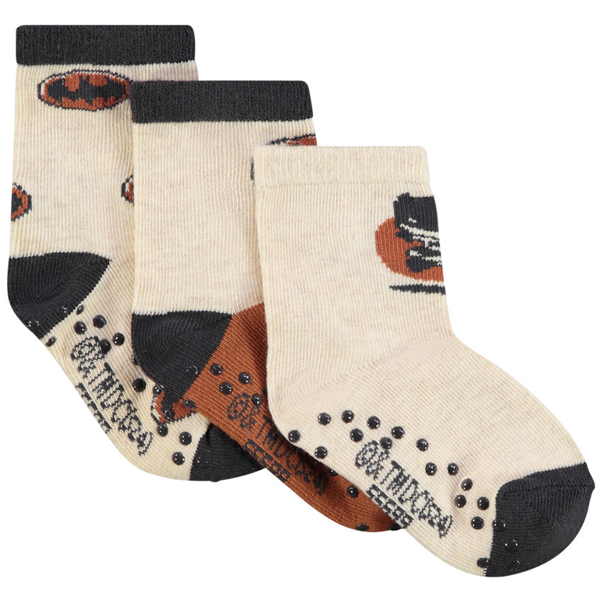 Lot de 3 paires de chaussettes antidérapantes Batman Warner pour bébé garçon 