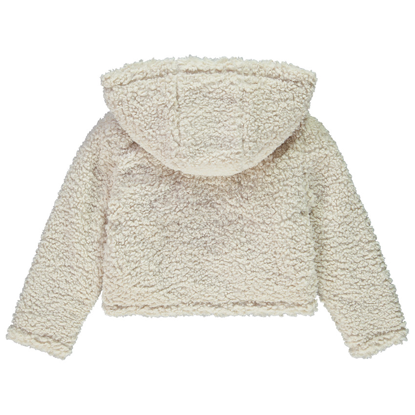 Blouson court à capuche en sherpa moutonné pour fille 