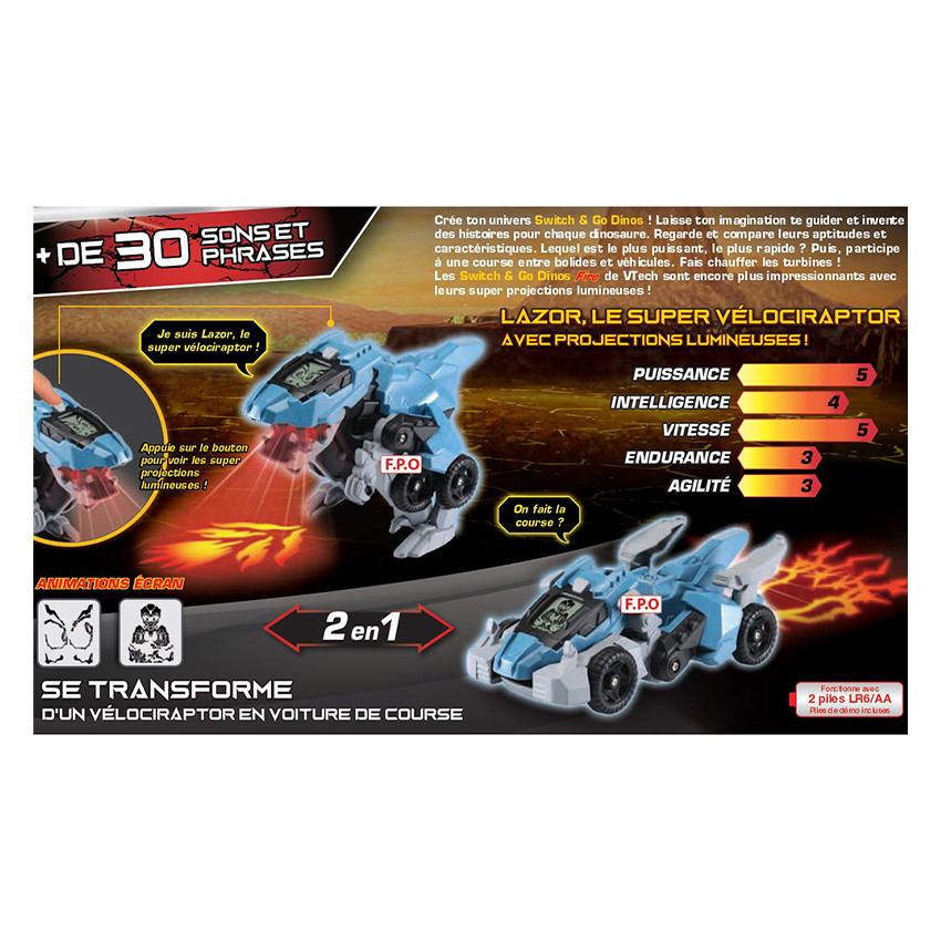 Switch & Go Dinos Fire Lazor le super Vélociraptor 