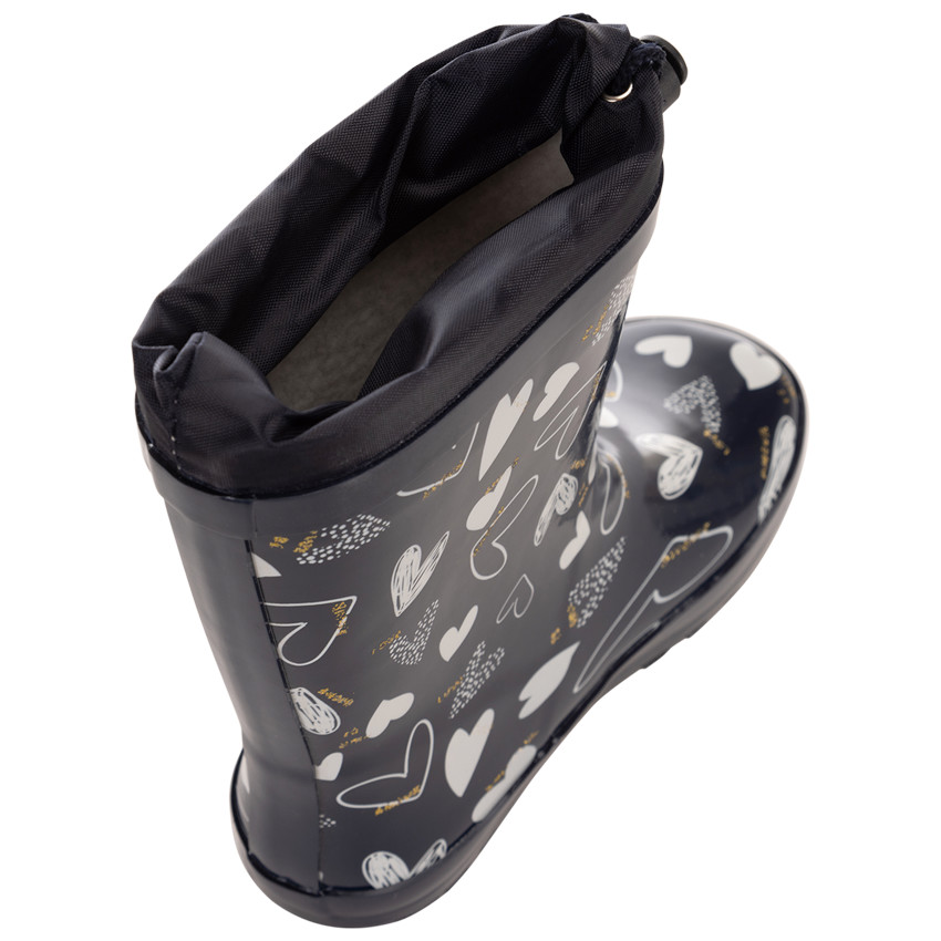 Bottes de pluie en caoutchouc avec col imperméable imprimé coeurs pour fille 