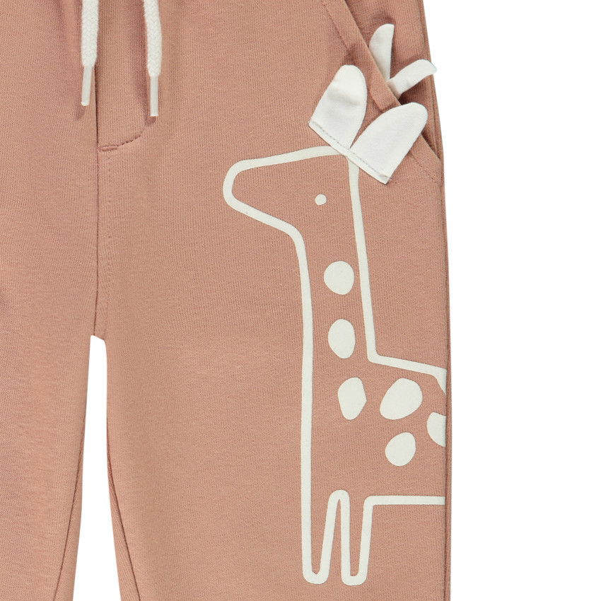 Pantalon de jogging uni avec print girafe ludique pour bébé garçon 