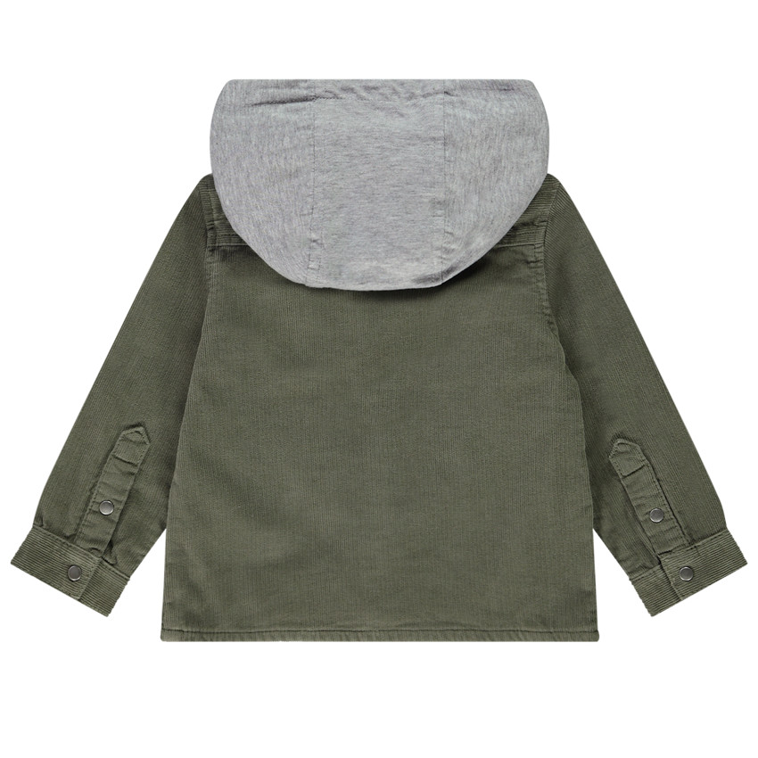 Chemise manches longues en velours milleraies avec capuche pour bébé garçon 