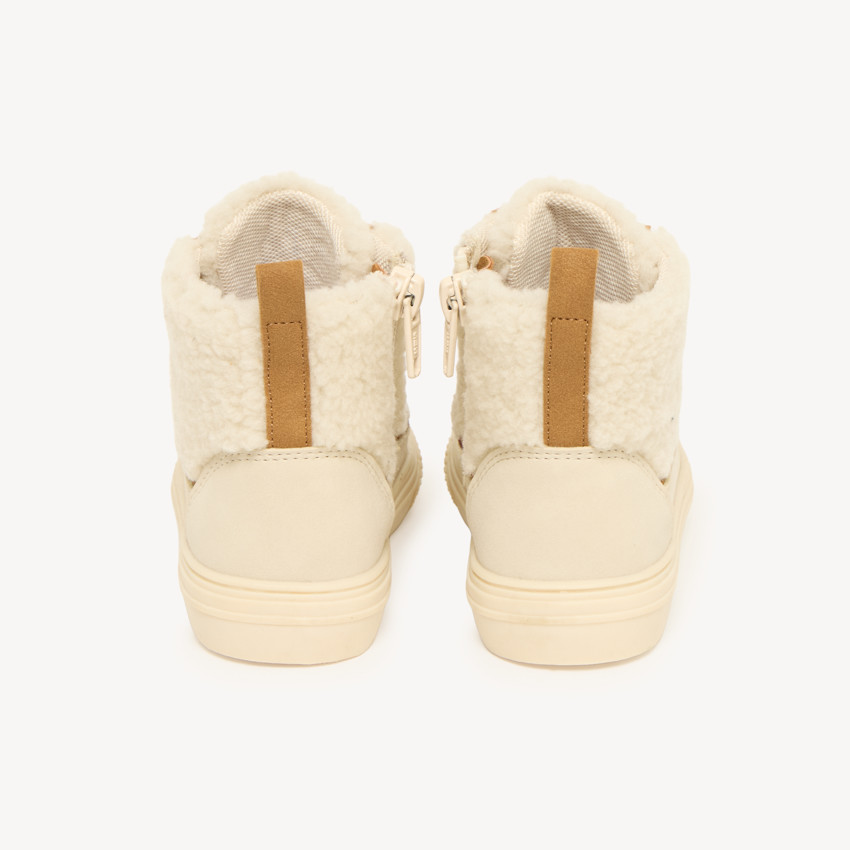 Enkellaars met schapenlook, rits en veters 