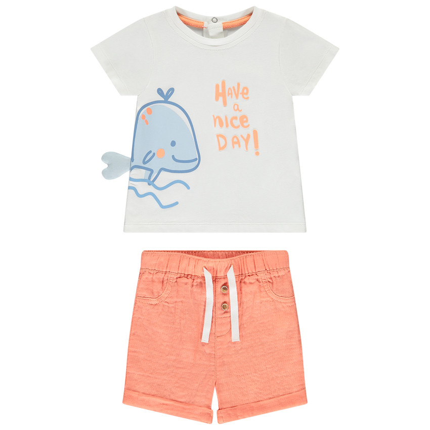 Ensemble short + t-shirt fantaisie baleine pour bébé garçon 