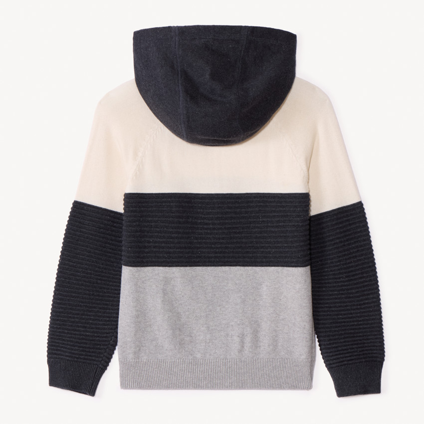 Pull manches longues à capuche effet colorblock pour garçon  