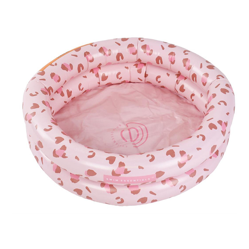 Piscine bébé à 2 anneaux imprimé léopard vieux rose 60 x 60 x 15 cm 