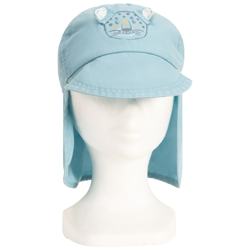 Casquette protège-nuque motif félin pour bébé garçon 