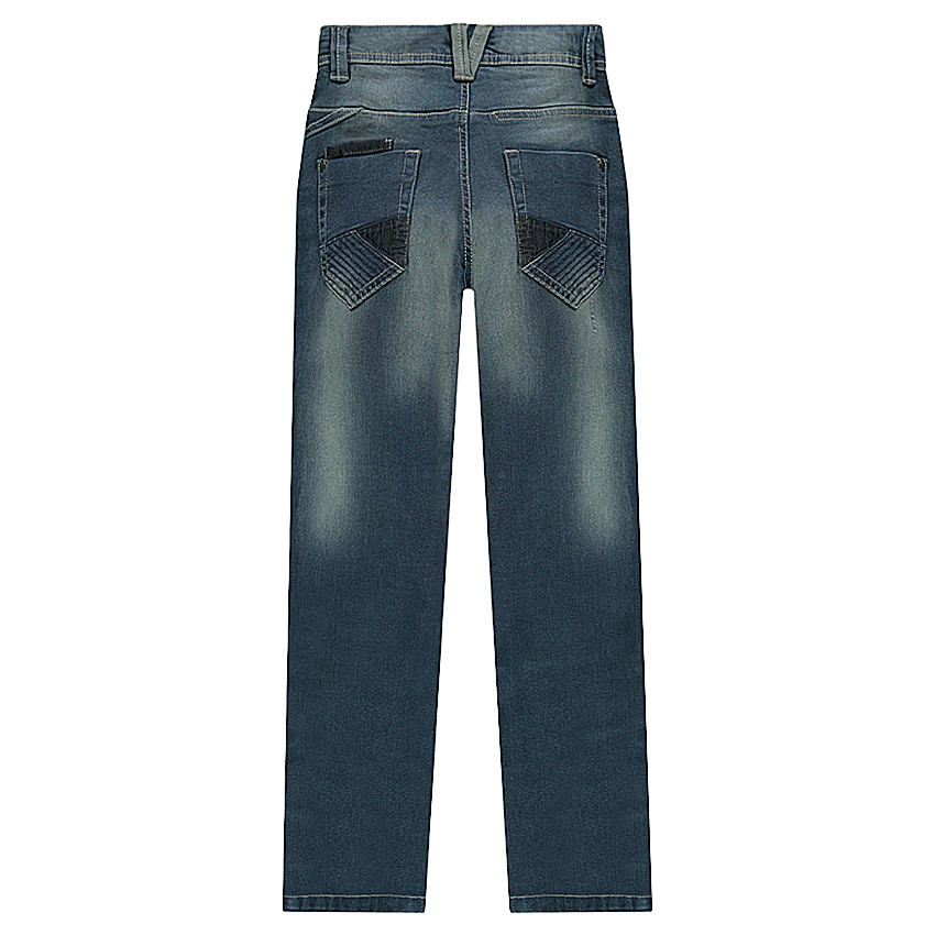 Junior ) Slim-fit jeans met used effect en kruisjes aan de knieën 