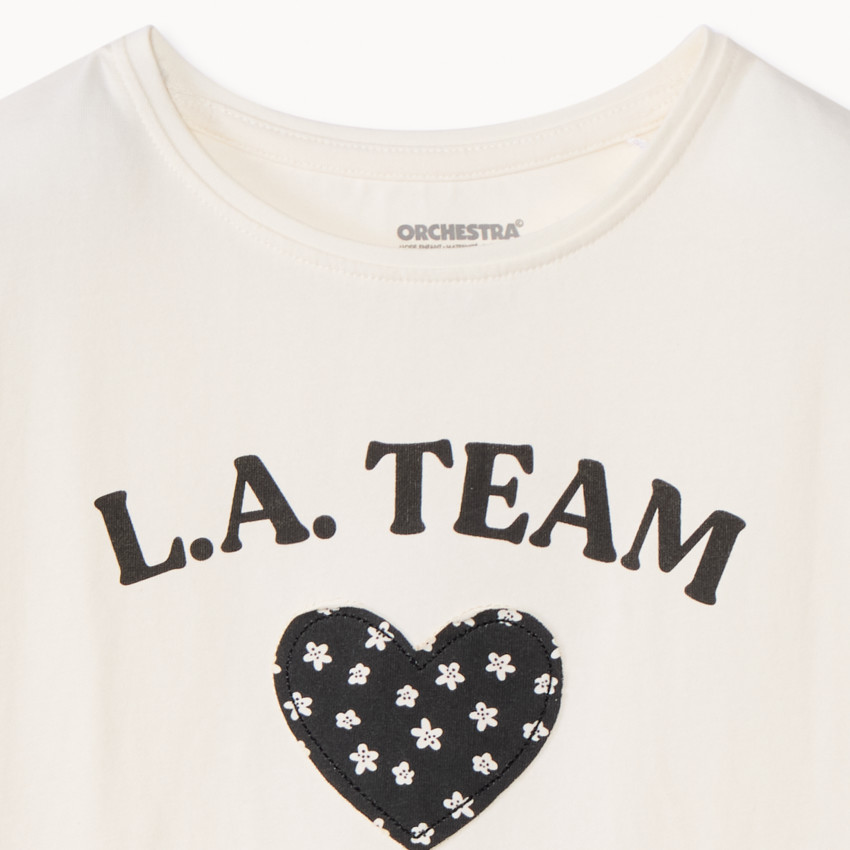 T-shirt met korte mouwen, volantdetail en patch hart voor meisjes 