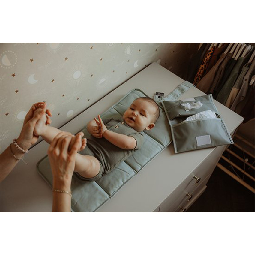 Matelas à langer + étui napper à couches Pale Green 