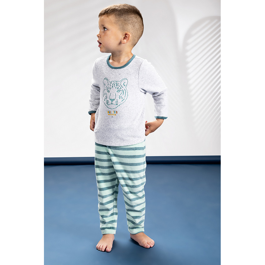 Pyjama 2 pièces en velours print tigre et rayures pour bébé garçon