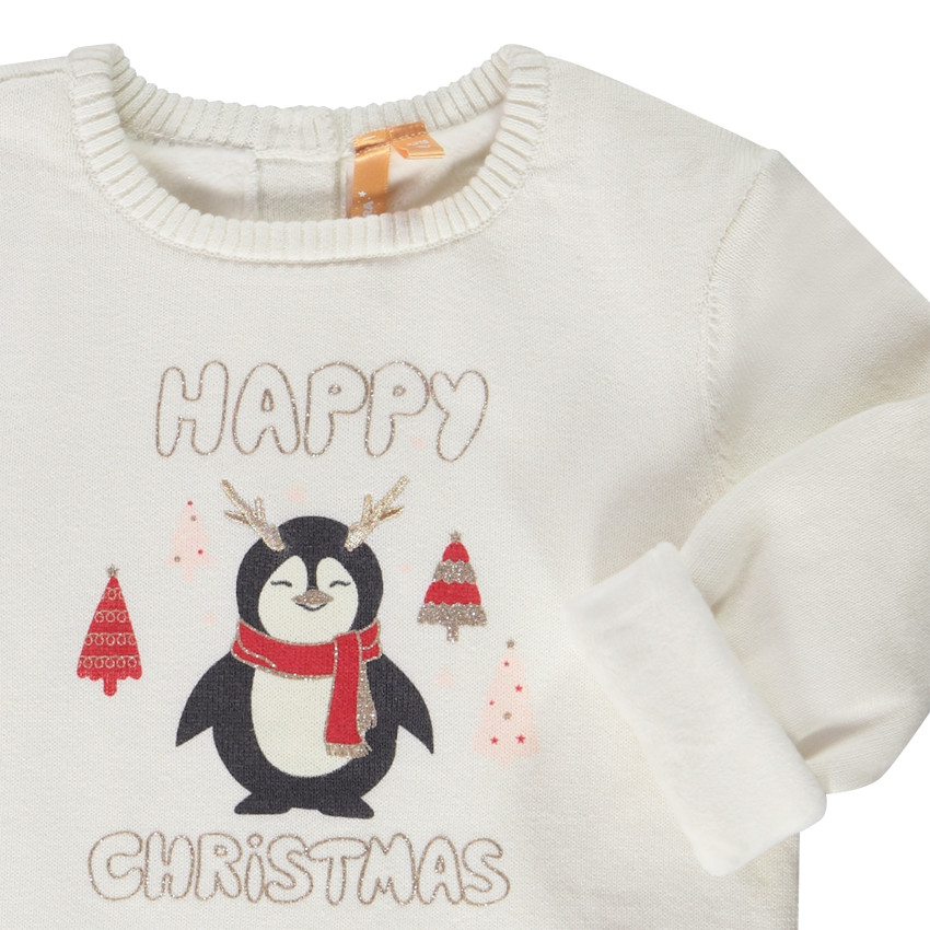 Trui gebreid met pingouinprint en glitterdetails voor meisjes 
