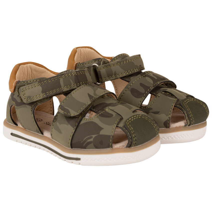 Gesloten en klittenbandsandalen met camouflageprint voor babyjongen 